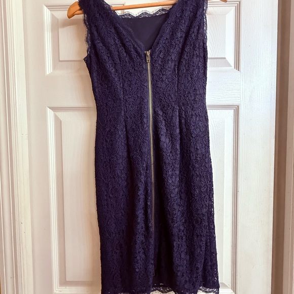 Adrianna Papell Deep Purple Lace Midi Dress 4P - Picture 5 of 6